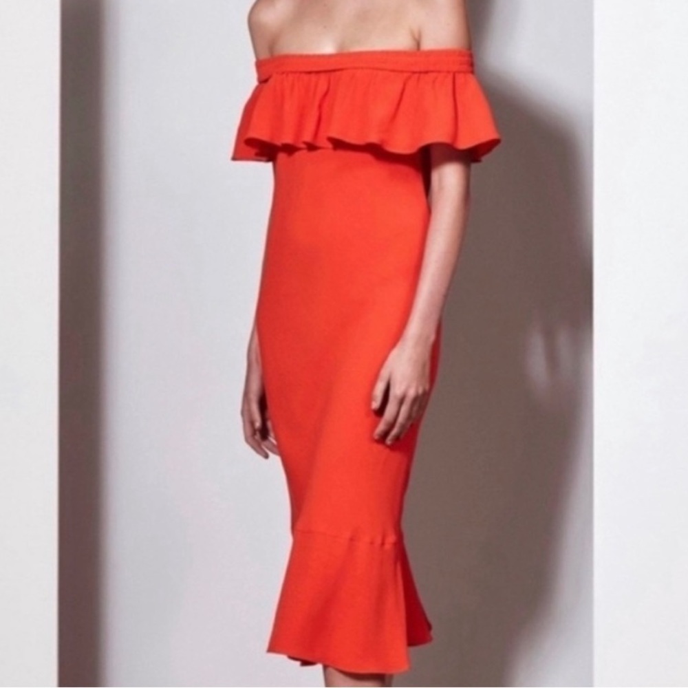 Veronica Beard Oleta Red Orange Midi Dress Womensโ Size 4